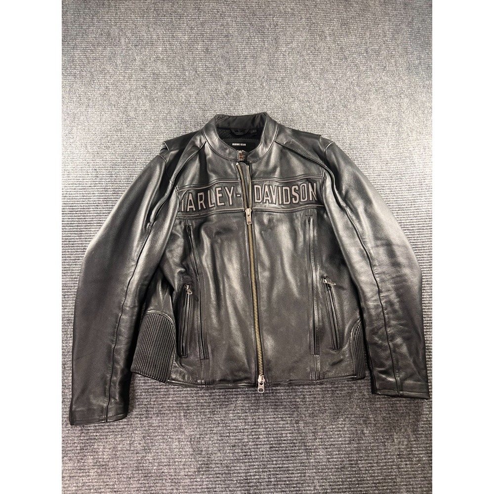 Vintage Harley-Davidson Genuine MotorClothes Black Leather Riding Jacket Mens L